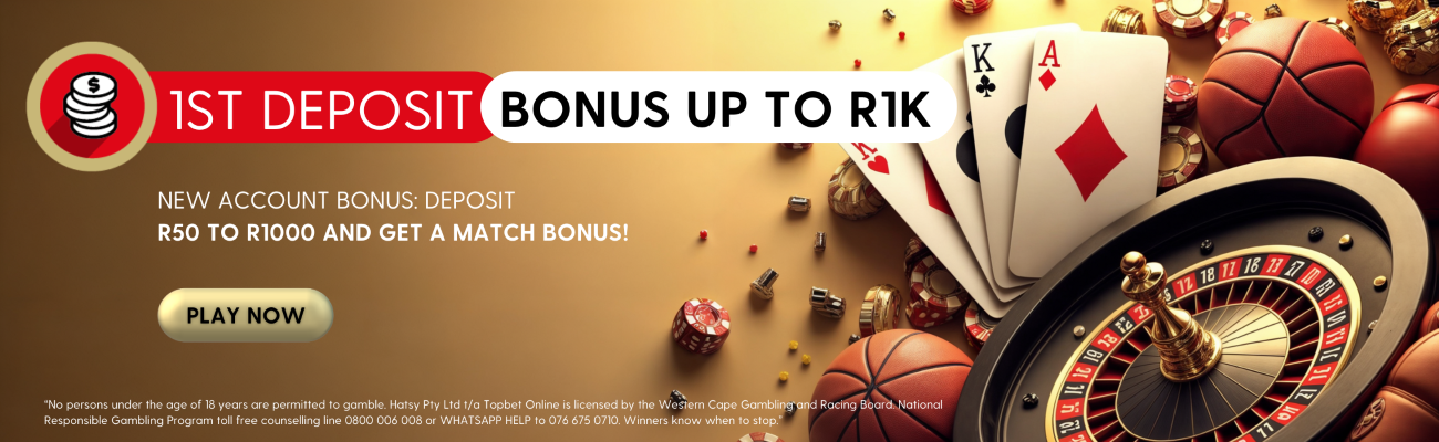 Topbet First Deposit Match Bonus Up to R1000